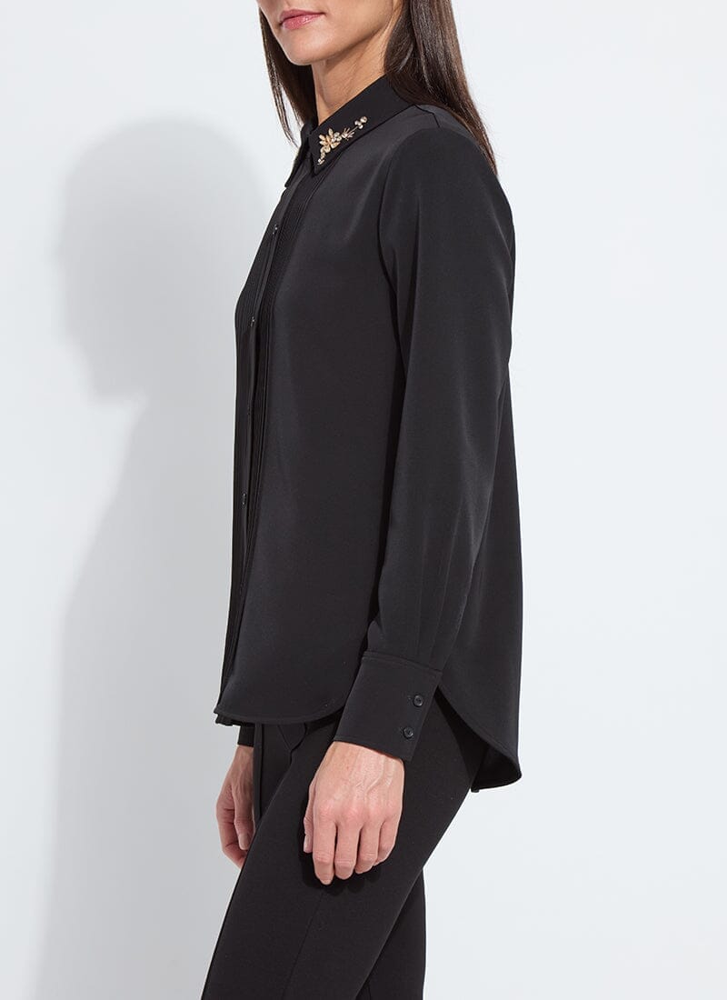 Lysse Lizeth Embellished Tuxedo Shirt Black