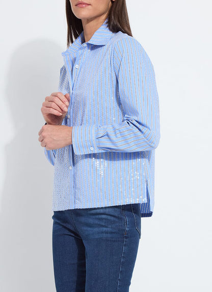 Lysse Mila Sequin Stretch Shirting Luminous Stripe