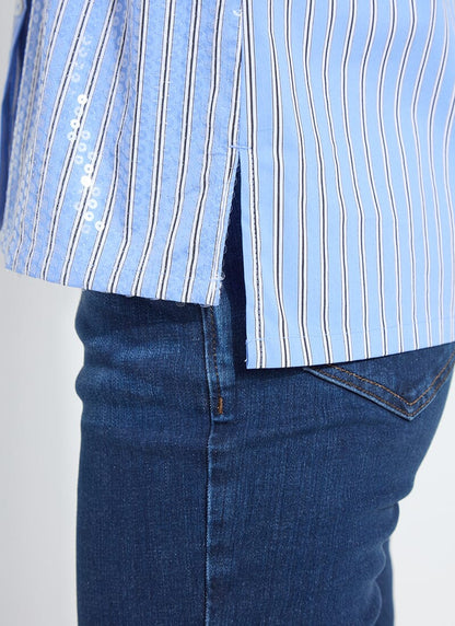 Lysse Mila Sequin Stretch Shirting Luminous Stripe