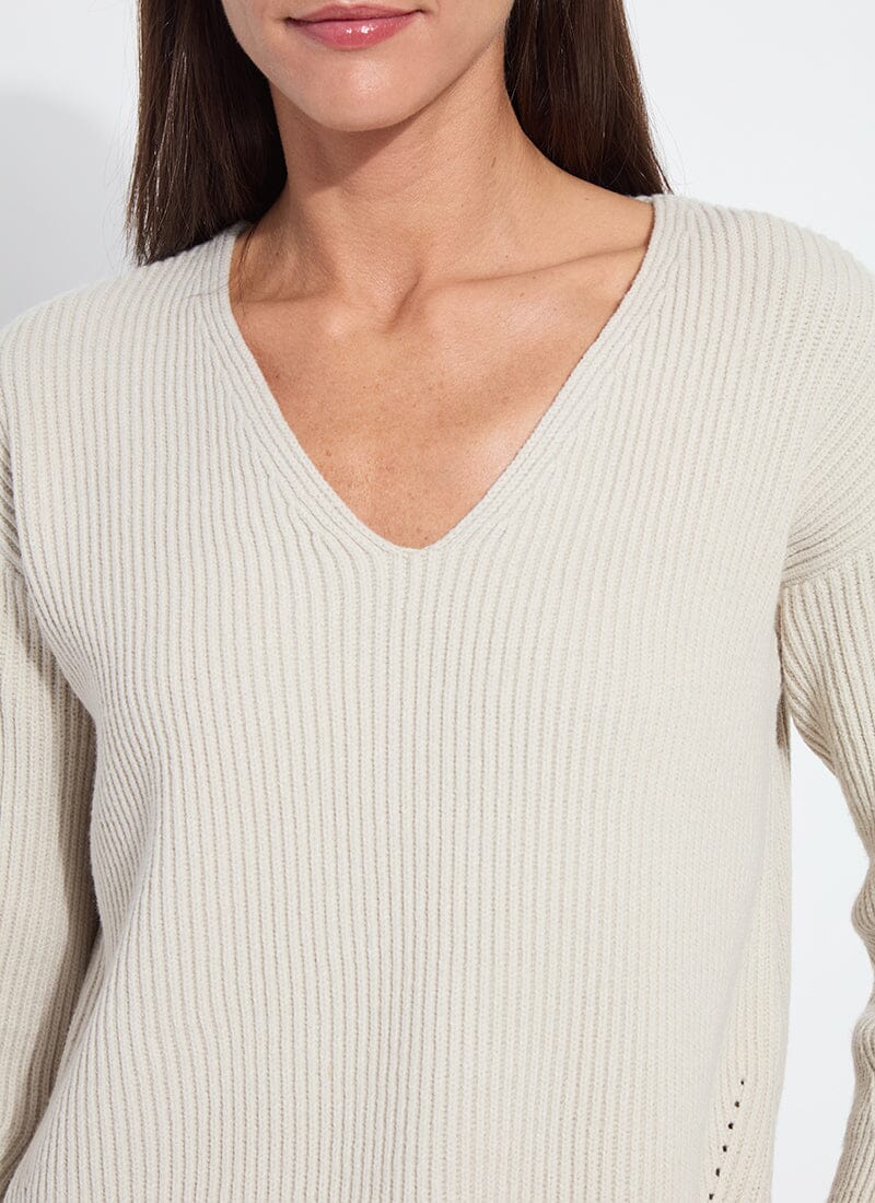 Lysse Ximena V-Neck Cozy Sweater Liquid Soft Taupe