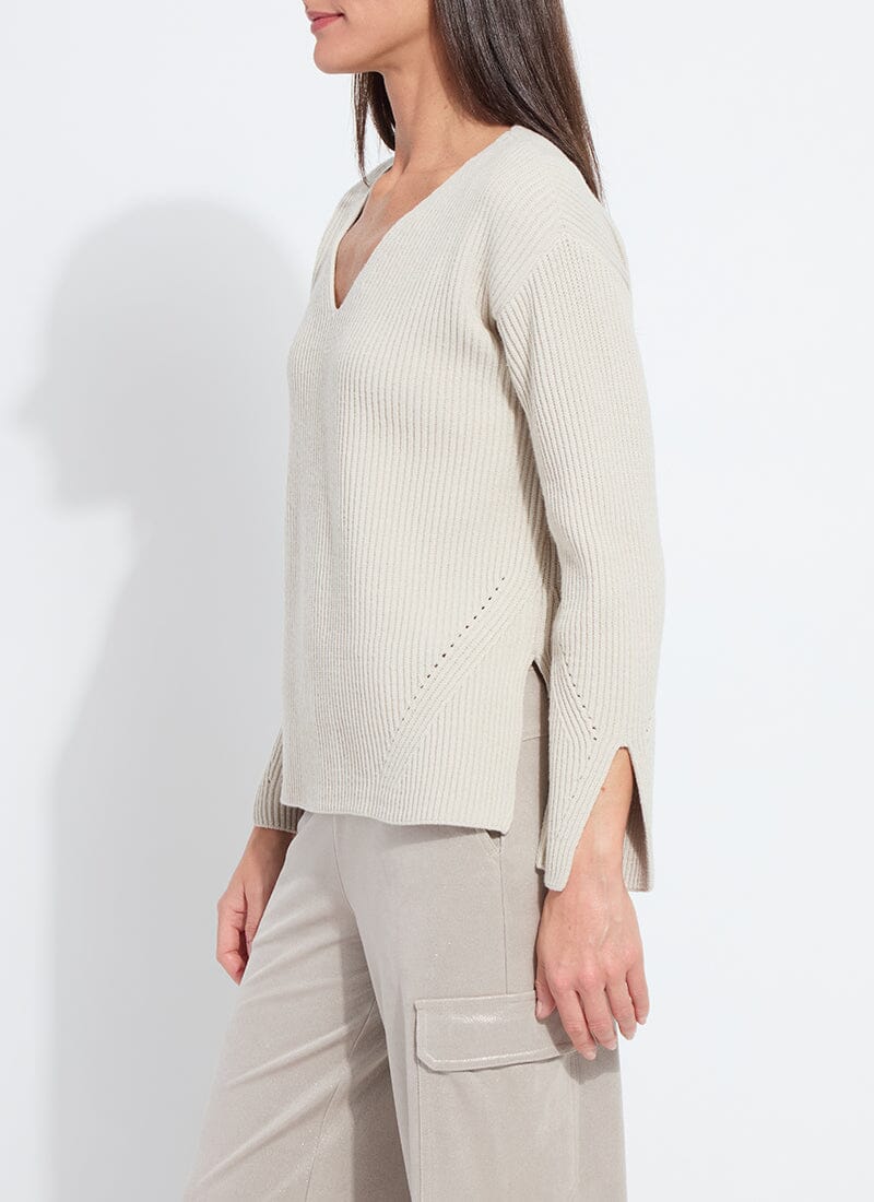 Lysse Ximena V-Neck Cozy Sweater Liquid Soft Taupe