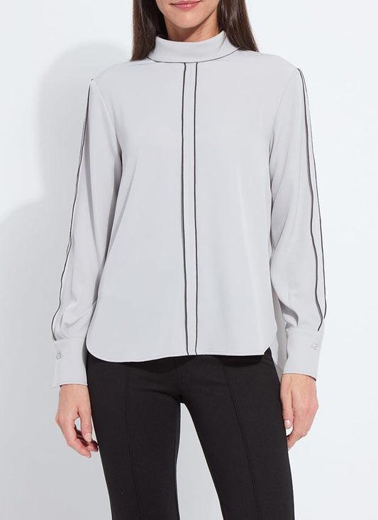 Lysse Lizandra Reversed Collar Blouse Pearl Grey