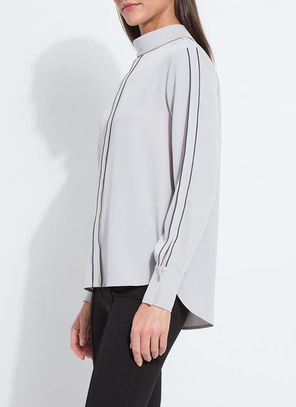Lysse Lizandra Reversed Collar Blouse Pearl Grey