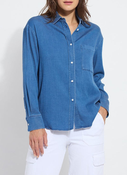 Lysse Bay Crop Chambray Shirt Mid Wash