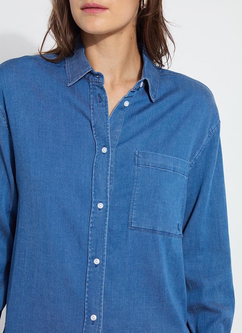 Lysse Bay Crop Chambray Shirt Mid Wash