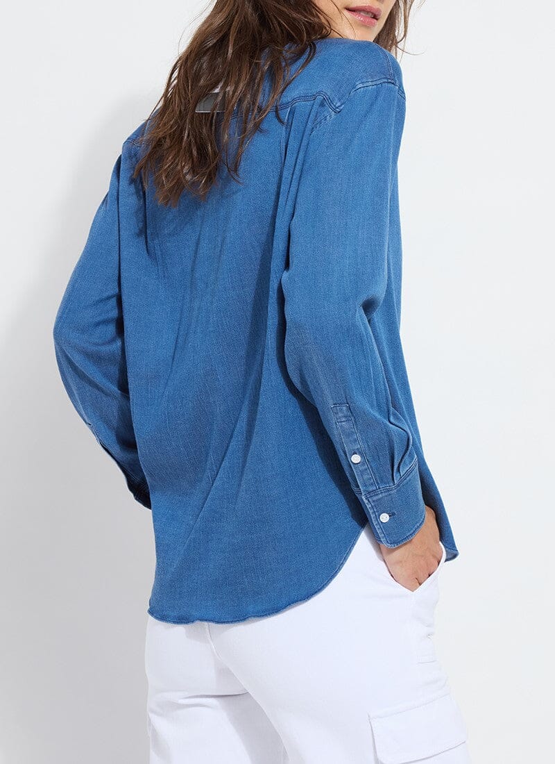 Lysse Bay Crop Chambray Shirt Mid Wash