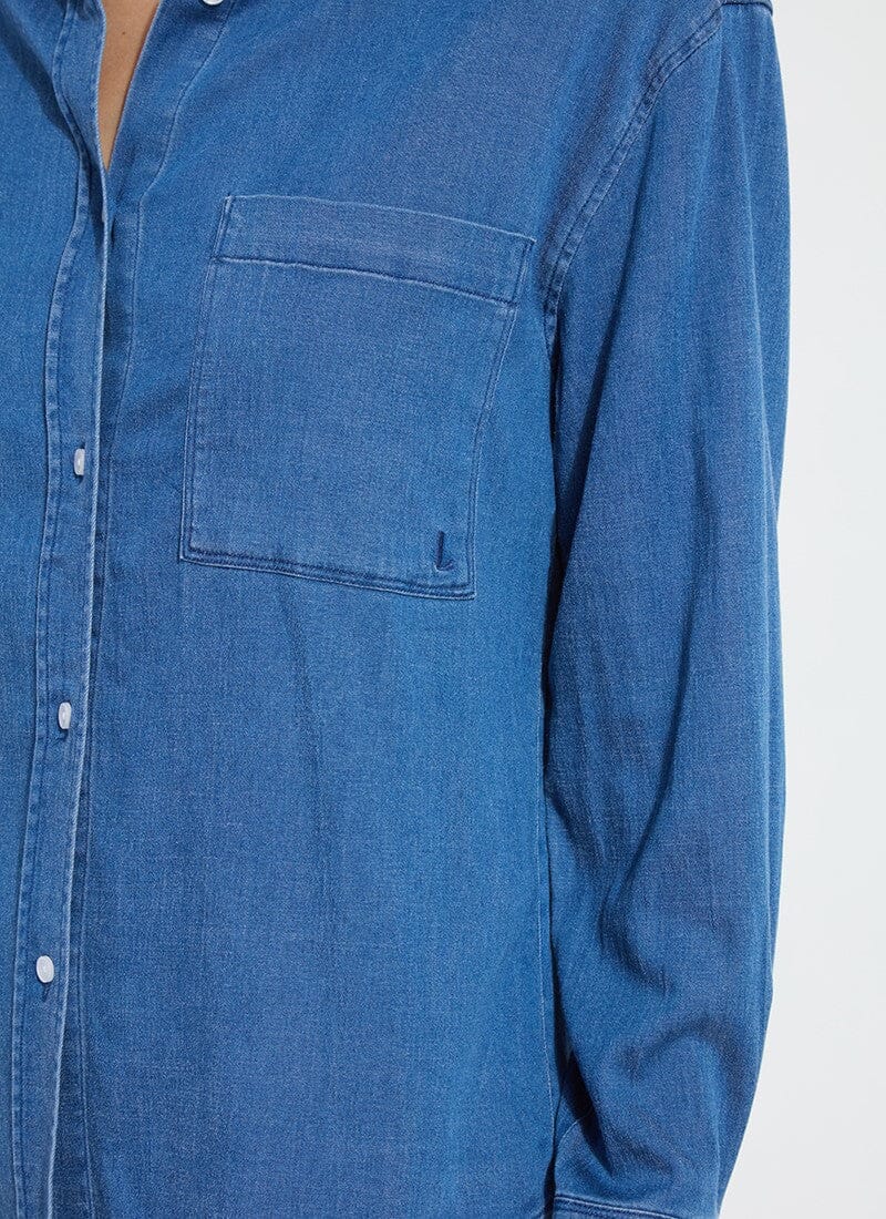 Lysse Bay Crop Chambray Shirt Mid Wash