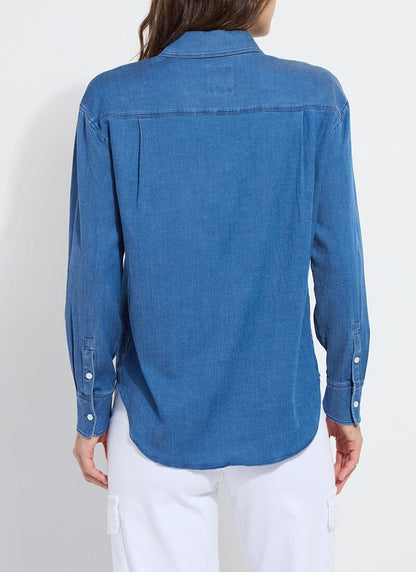Lysse Bay Crop Chambray Shirt Mid Wash