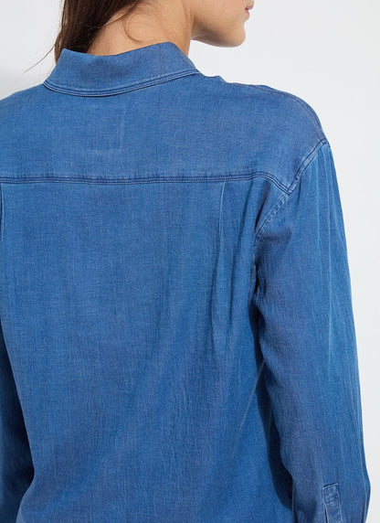 Lysse Bay Crop Chambray Shirt Mid Wash